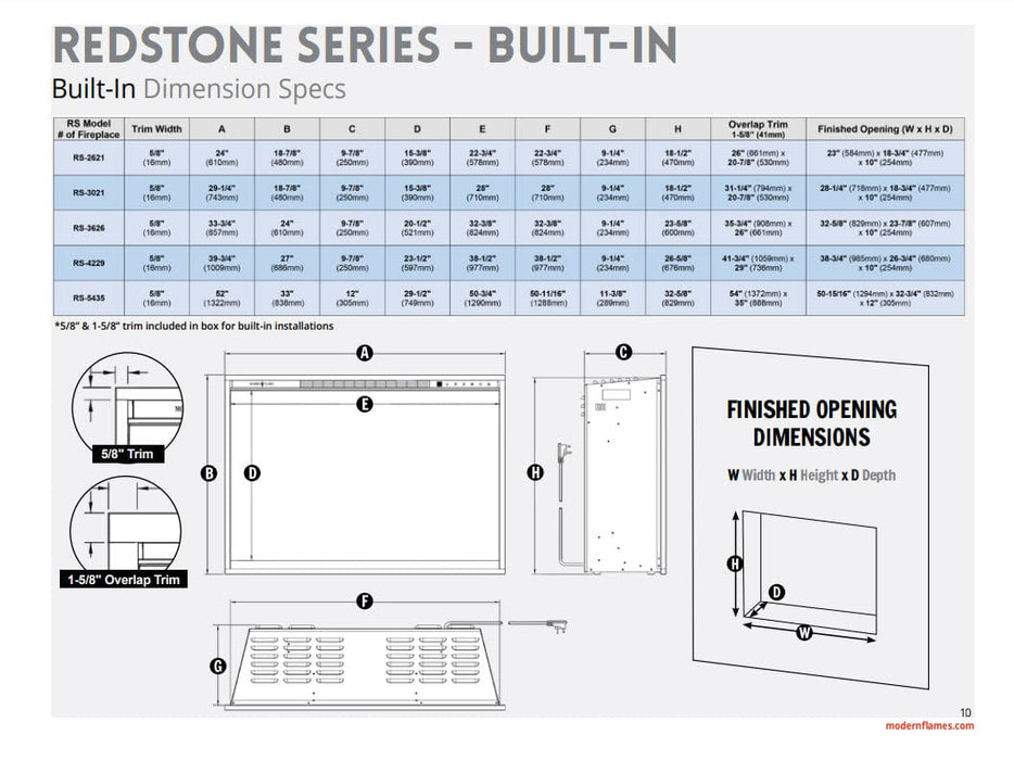 Modern Flames 30" Redstone Traditional Built-In Electric Fireplace RS-3021