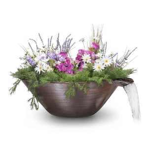 The Outdoor Plus Remi Hammered Copper Planter & Water Bowl.