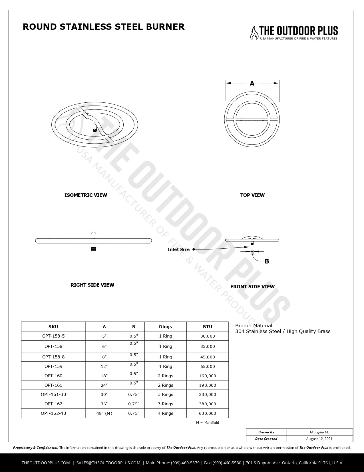 Round Stainless Steel Burner by The Outdoor Plus.