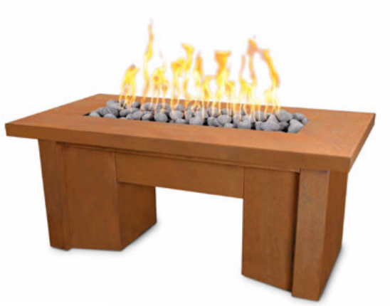 The Outdoor Plus Alameda Corten Steel Fire Table.