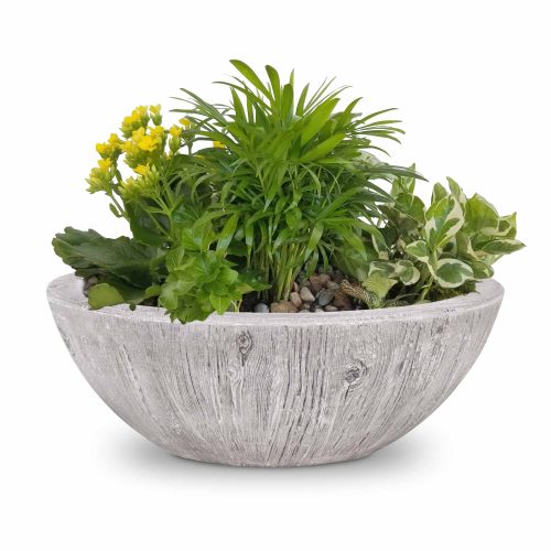 The Outdoor Plus Sedona Wood Grain Concrete Planter Bowl.