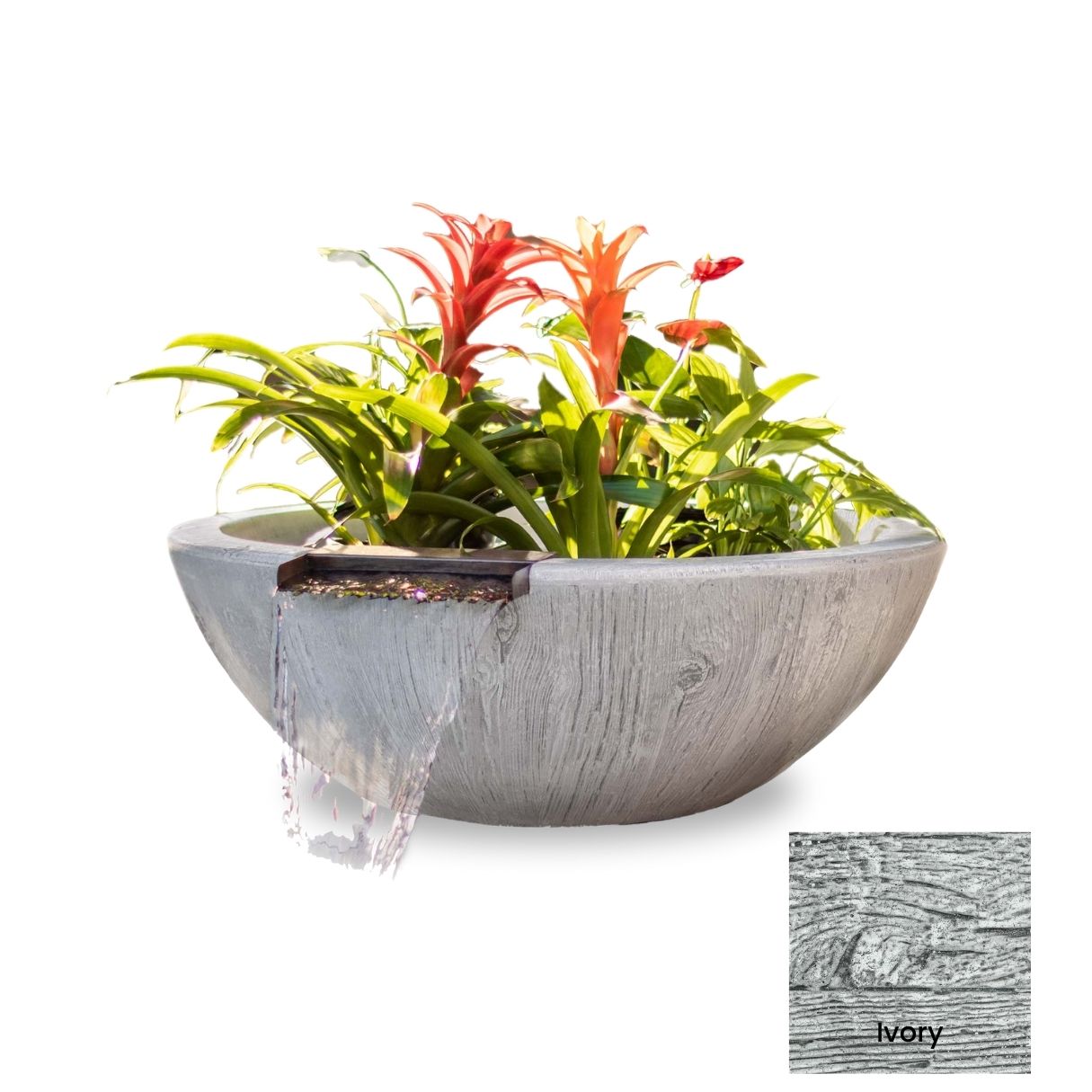 The Outdoor Plus Sedona Wood Grain Concrete Planter & Water Bowl.