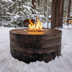 The Outdoor Plus Sequoia Wood Grain Concrete Fire Pit.