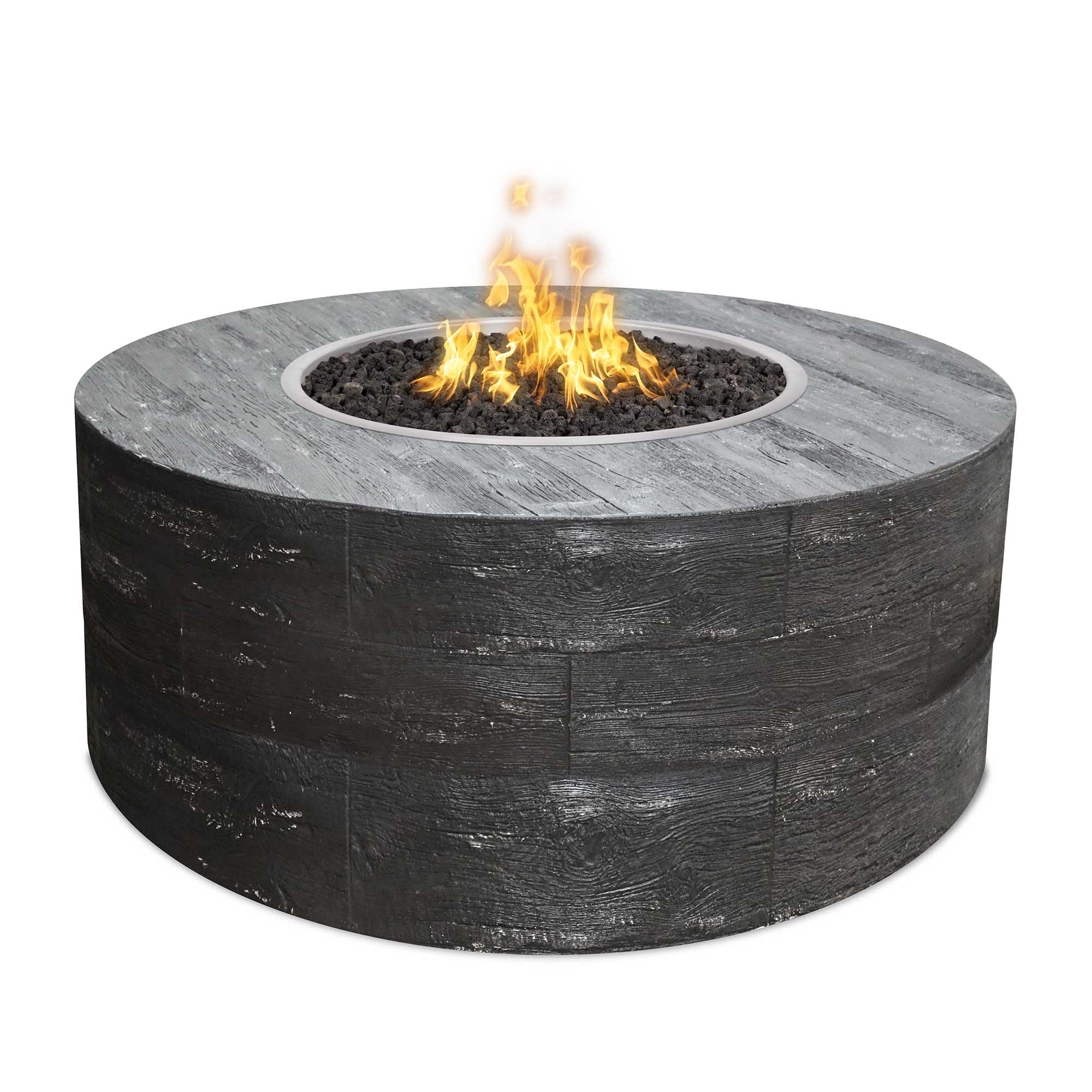 The Outdoor Plus Sequoia Wood Grain Concrete Fire Pit.
