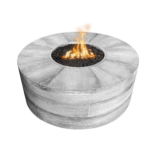 The Outdoor Plus Sequoia Wood Grain Concrete Fire Pit.