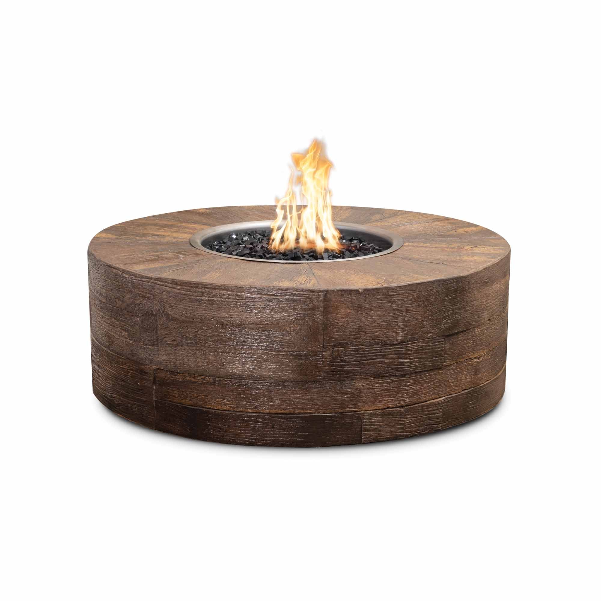 The Outdoor Plus Sequoia Wood Grain Concrete Fire Pit.