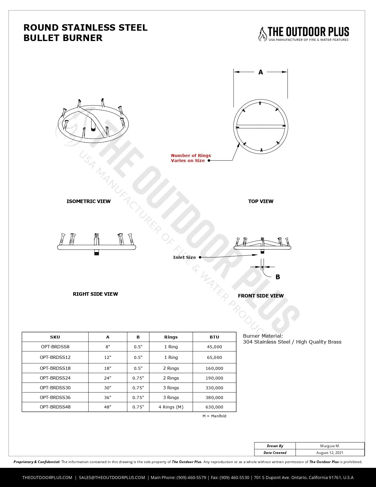 Stainless Steel Round Bullet Burner by The Outdoor Plus.