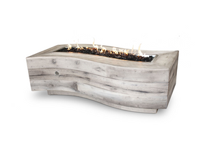 The Outdoor Plus Big Sur Wood Grain Concrete Fire Pit.