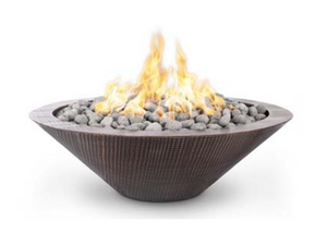 The Outdoor Plus Cazo 48" Copper Narrow Ledge Fire Pit.