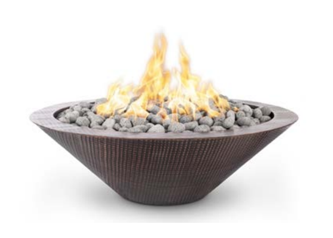 The Outdoor Plus Cazo 48" Copper Narrow Ledge Fire Pit.