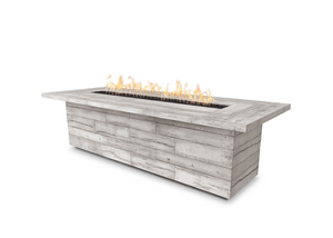 The Outdoor Plus Laguna Wood Grain Concrete Fire Table.