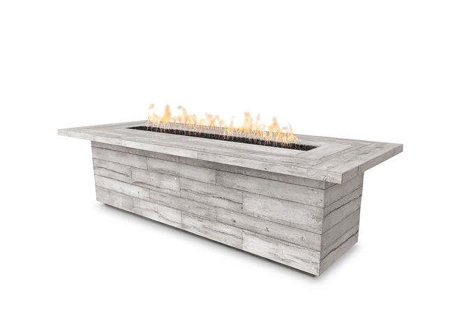 The Outdoor Plus Laguna Wood Grain Concrete Fire Table.