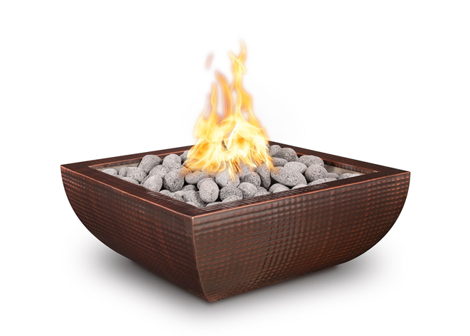 The Outdoor Plus Avalon Hammered Copper Fire Bowl.