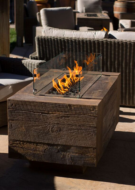 The Outdoor Plus Catalina Wood Grain Fire Pit.