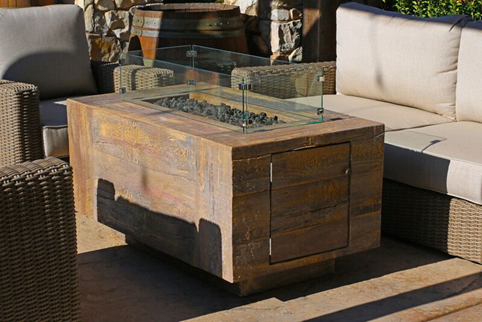 The Outdoor Plus Catalina Wood Grain Fire Pit.