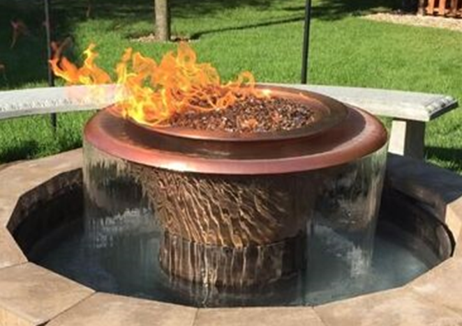 The Outdoor Plus Cazo 360° Copper Fire & Water Bowl.