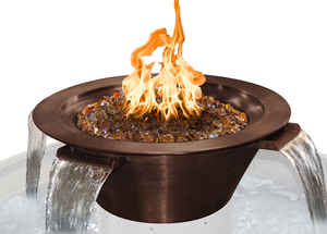The Outdoor Plus Cazo 4-Way Copper Fire & Water Bowl.