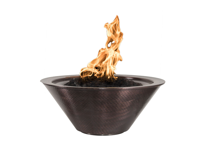 The Outdoor Plus Cazo Hammered Copper Fire Bowl.