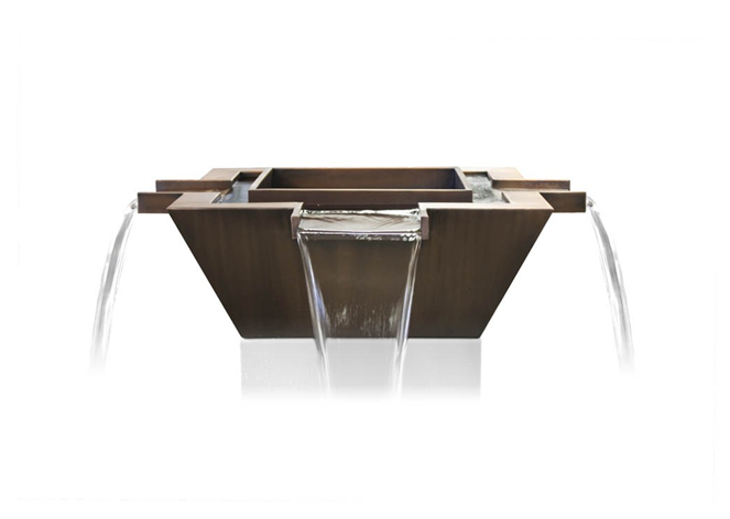 The Outdoor Plus Maya 4-Way Copper Fire & Water Bowl.