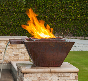 The Outdoor Plus Maya Gravity Spill Copper Fire & Water Bowl.