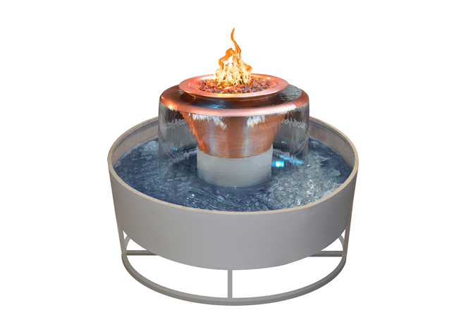 The Outdoor Plus Olympian Round 360° Copper Fire & Water Fountain.