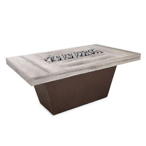The Outdoor Plus Tacoma Wood Grain Concrete and Steel Fire Table.