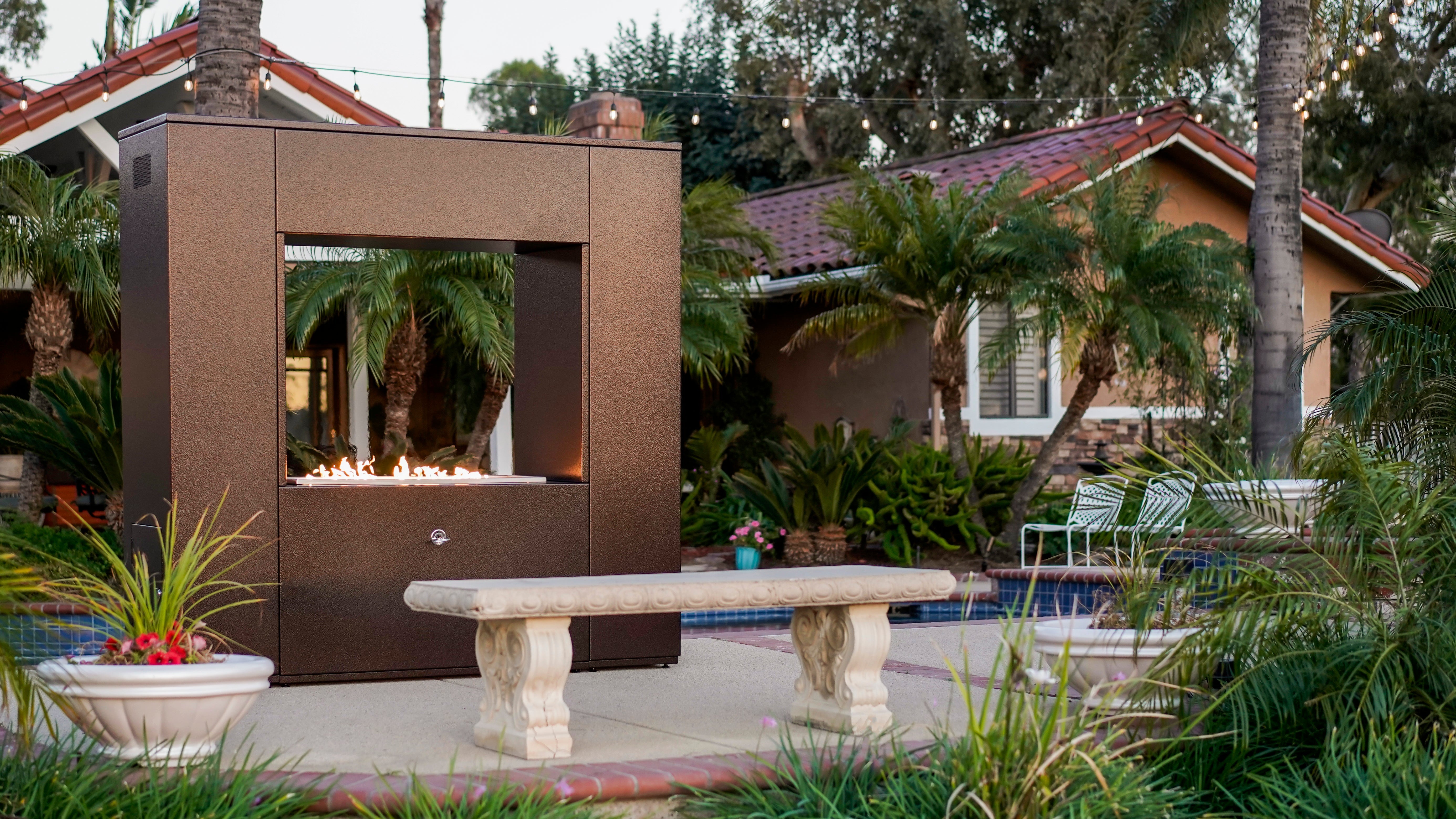 The Outdoor Plus Williams Outdoor Fireplace - Powder Coated Metal.