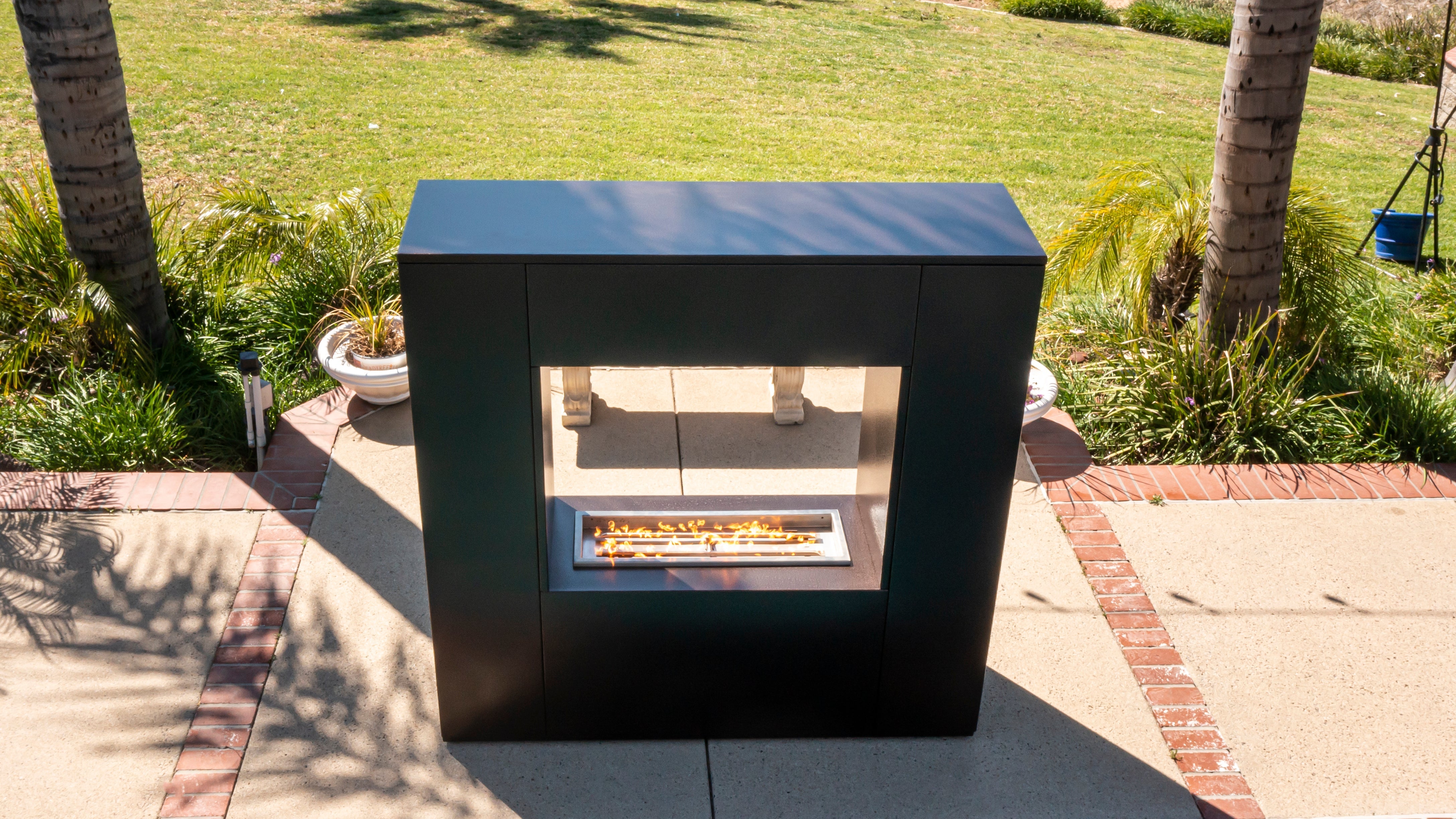 The Outdoor Plus Williams Outdoor Fireplace - Powder Coated Metal.