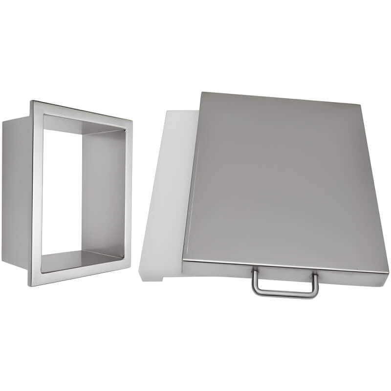 TrueFlame 14-Inch x 10-Inch Trash Chute & Cutting Board with Lid - TF-TC-14.