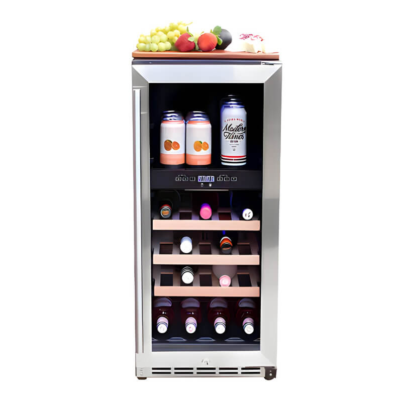 TrueFlame 15 Inch 3.2 Cu. Ft. Outdoor Dual Zone Wine Cooler.