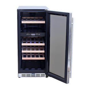 TrueFlame 15 Inch 3.2 Cu. Ft. Outdoor Dual Zone Wine Cooler.