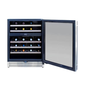 TrueFlame 24 Inch 5.3 Cu. Ft. Outdoor Dual Zone Wine Cooler.