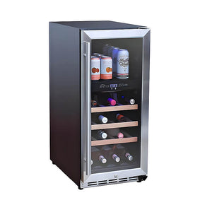 TrueFlame 15 Inch 3.2 Cu. Ft. Outdoor Dual Zone Wine Cooler.