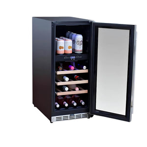 TrueFlame 15 Inch 3.2 Cu. Ft. Outdoor Dual Zone Wine Cooler.