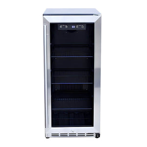 TrueFlame 15 Inch 3.2 Cu. Ft. Outdoor Refrigerator With Glass Door.