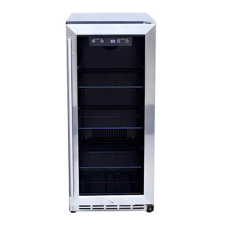 TrueFlame 15 Inch 3.2 Cu. Ft. Outdoor Refrigerator With Glass Door.
