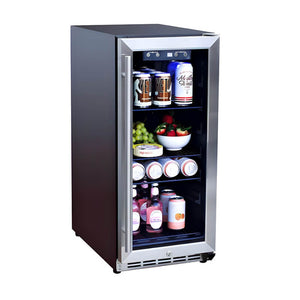 TrueFlame 15 Inch 3.2 Cu. Ft. Outdoor Refrigerator With Glass Door.