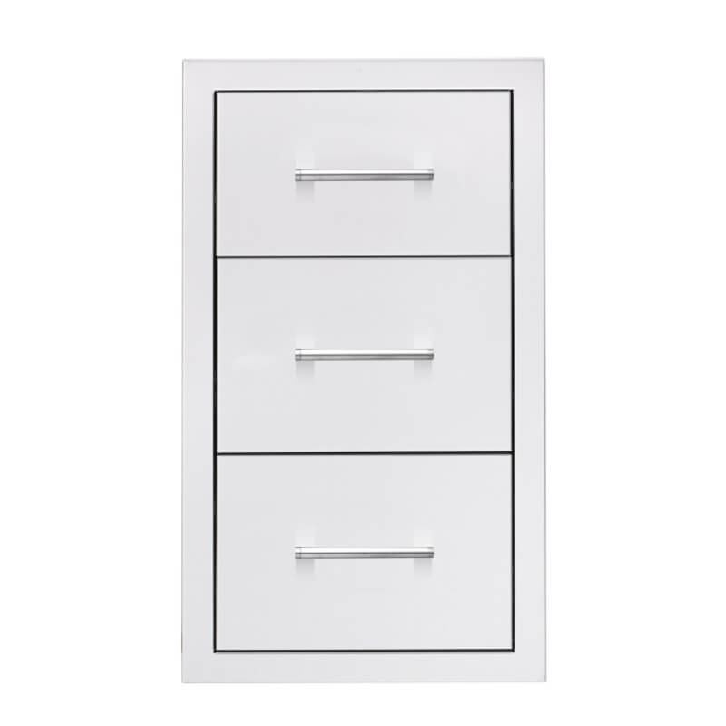 TrueFlame 17-Inch Stainless Steel Flush Mount Triple Drawer - TF-DR3-17.