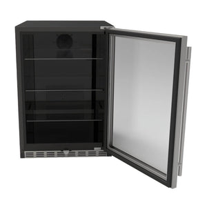 TrueFlame 24 Inch 5.1 Cu. Ft. Outdoor Rated Refrigerator With Glass Door.