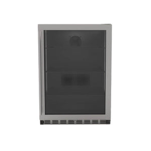 TrueFlame 24 Inch 5.1 Cu. Ft. Outdoor Rated Refrigerator With Glass Door.