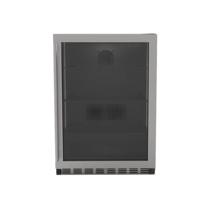 TrueFlame 24 Inch 5.1 Cu. Ft. Outdoor Rated Refrigerator With Glass Door.
