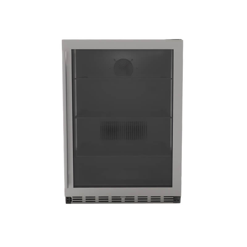 TrueFlame 24 Inch 5.1 Cu. Ft. Outdoor Rated Refrigerator With Glass Door.