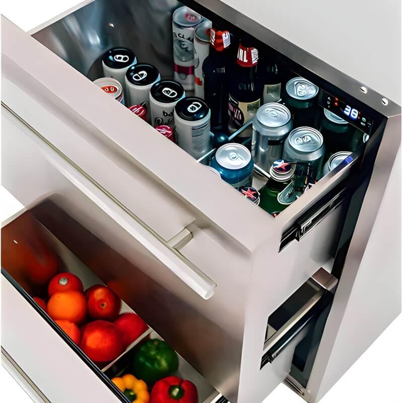 TrueFlame 24-Inch 5.3 Cu. Ft. Outdoor Rated Two Drawer Refrigerator.