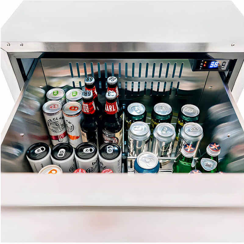 TrueFlame 24-Inch 5.3 Cu. Ft. Outdoor Rated Two Drawer Refrigerator.