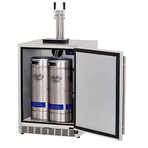 TrueFlame 24-Inch 6.6 Cu. Ft. Outdoor Rated Double Tap Kegerator - AMD-RFR-24DK2.