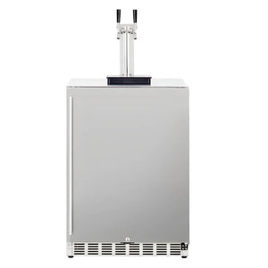 TrueFlame 24-Inch 6.6 Cu. Ft. Outdoor Rated Double Tap Kegerator - AMD-RFR-24DK2.