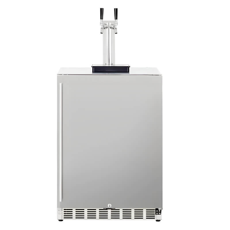 TrueFlame 24-Inch 6.6 Cu. Ft. Outdoor Rated Double Tap Kegerator - AMD-RFR-24DK2.
