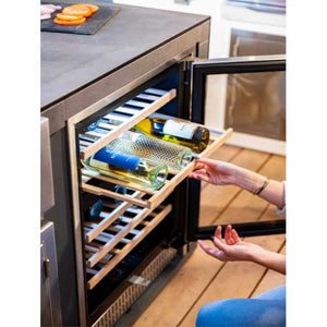 TrueFlame 24 Inch 5.3 Cu. Ft. Outdoor Dual Zone Wine Cooler.