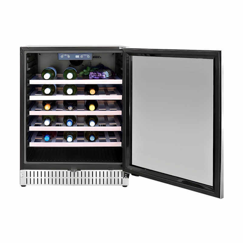 TrueFlame 24 Inch 5.3 Cu. Ft. Outdoor Single Zone Wine Cooler.
