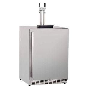 TrueFlame 24-Inch 6.6 Cu. Ft. Outdoor Rated Double Tap Kegerator - AMD-RFR-24DK2.